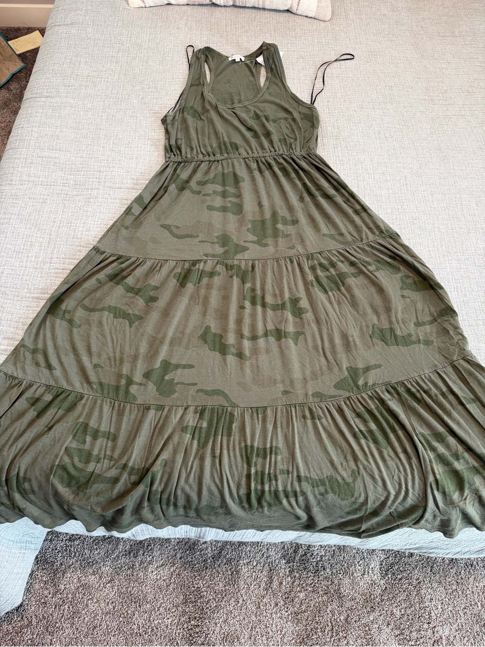 Sundry Olive Green Camo Maxi Dress